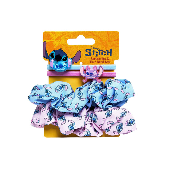 Disney Stitch Hair Ties with Scrunchie Pink Blue 4 Pcs