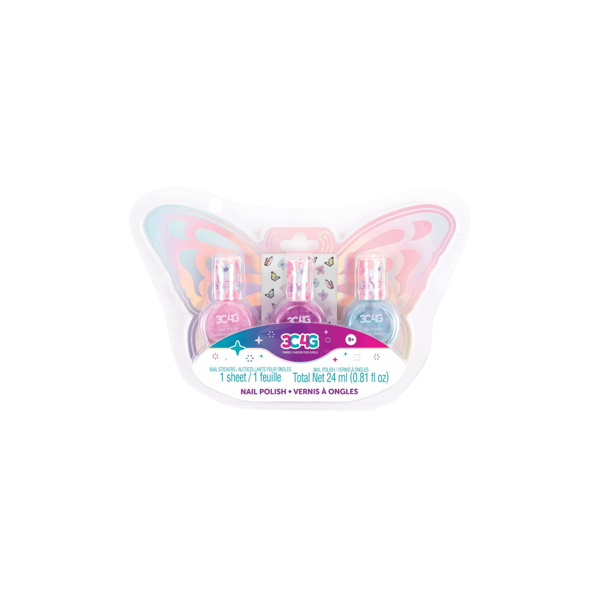 3C4G Butterfly Nail Polish Trio Plastic Multicolor 15x23.5x3