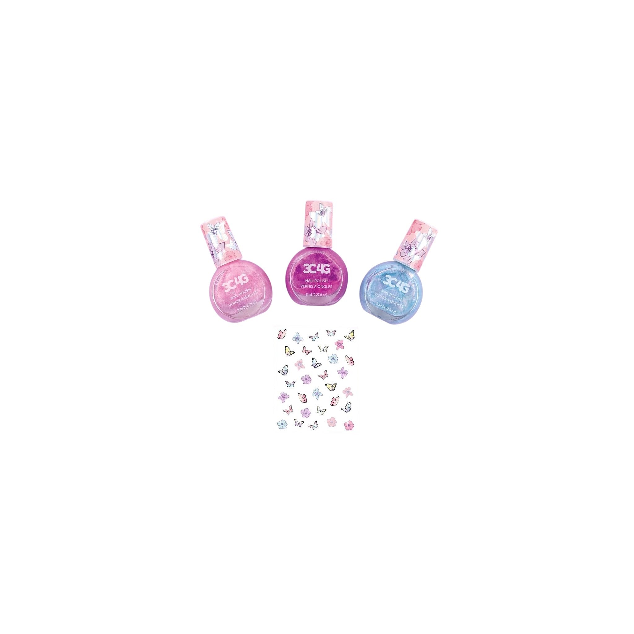 3C4G Butterfly Nail Polish Trio Plastic Multicolor 15x23.5x3