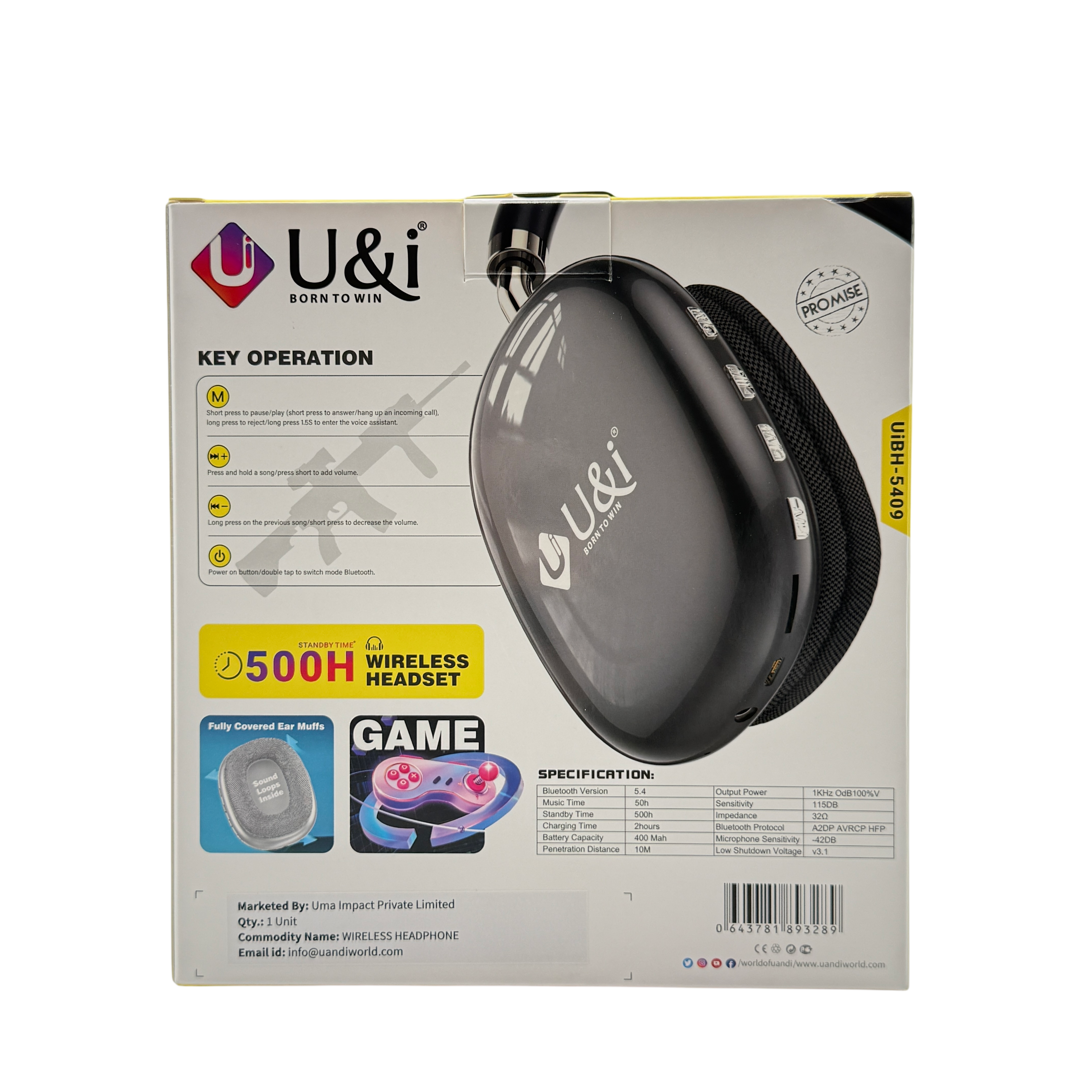 U&I Bluetooth Headphone Heroic Series
