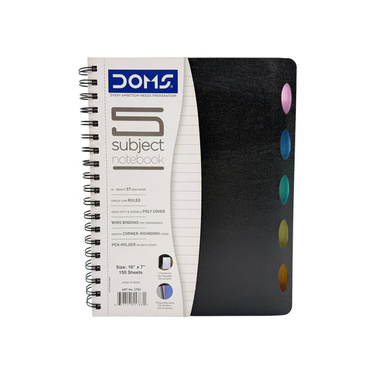 Doms B5 Notebook Plastic Black 150 Sheets 3+ AW26