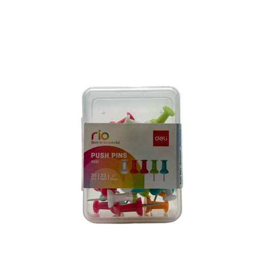 Deli Push Pins Plastic Multicolor 5.5x8x3 CM 50 Pcs 3+