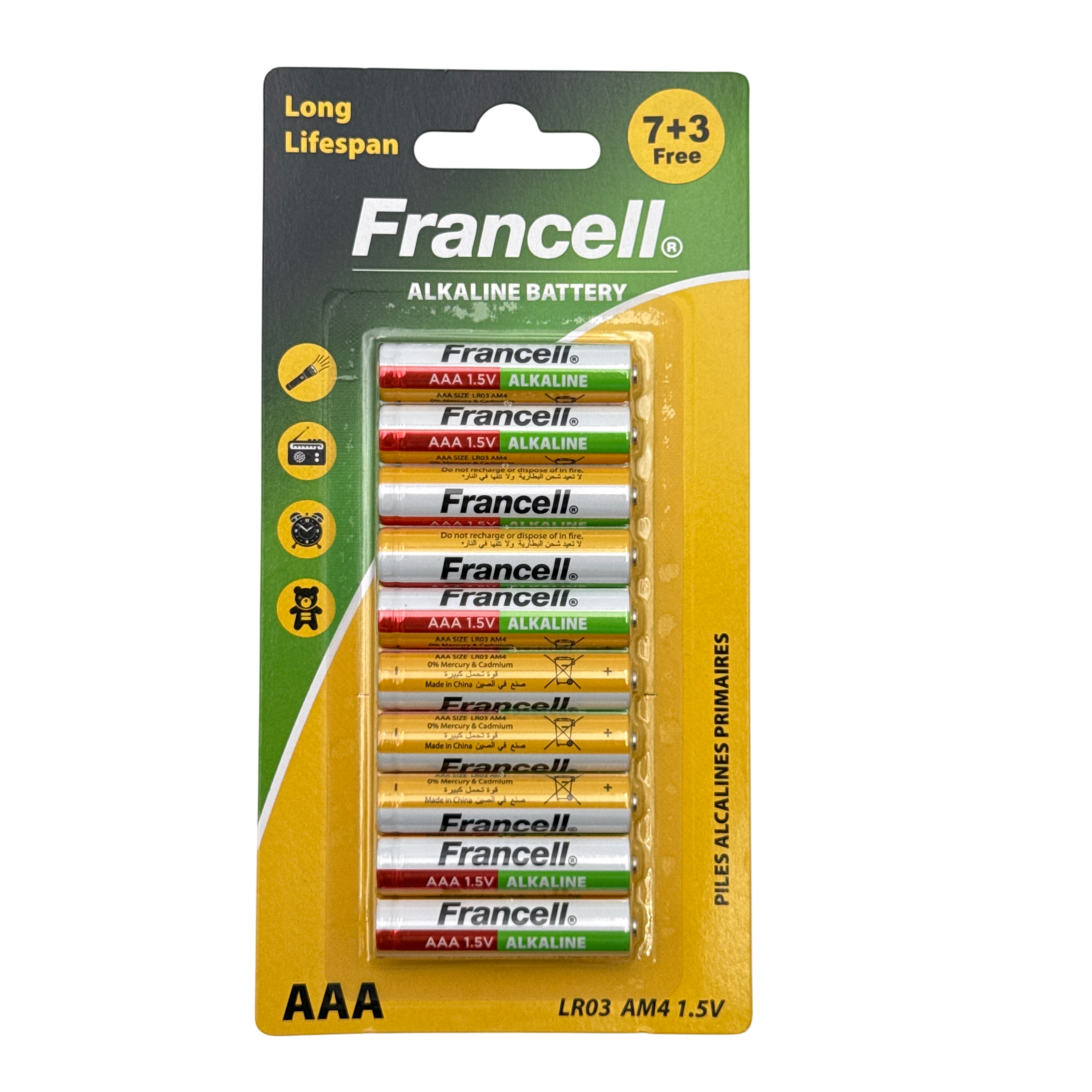 Francell Alkaline AAA Battery 10 Pcs 12+