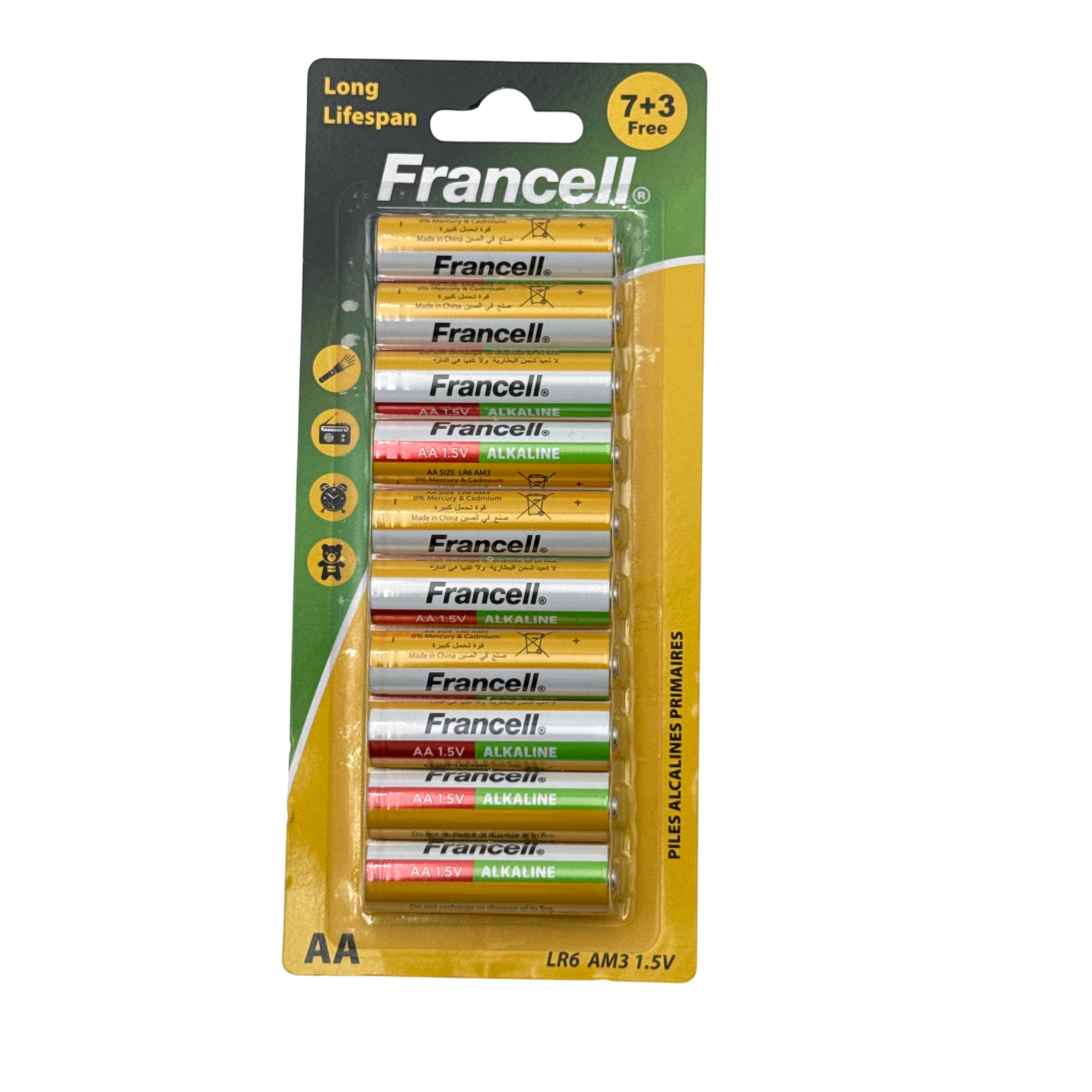 Francell Alkaline AA Battery 10 Pcs 19x8.5x1.5 CM 12+