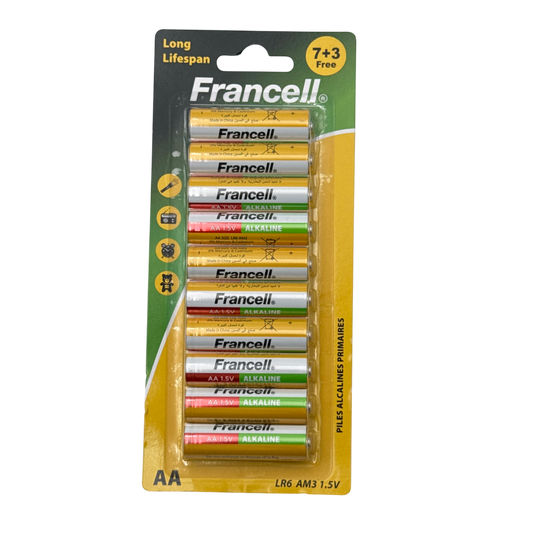 Francell Alkaline AA Battery 10 Pcs 19x8.5x1.5 CM 12+