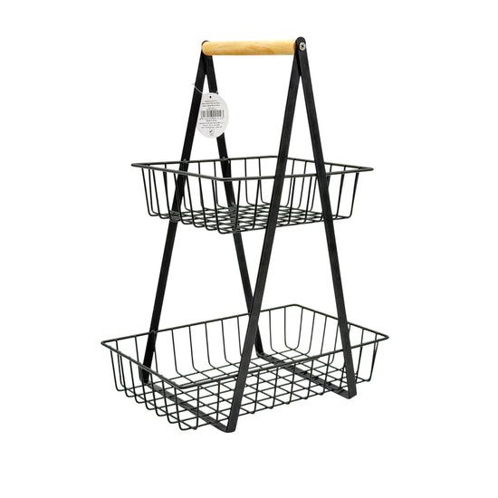 Nabela 2 level Fruit Basket cm Black 28 x 17 x 38.5 cm