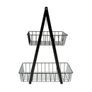 Nabela 2 Level Fruit Basket Galvanized Steel Black 28x17x38.
