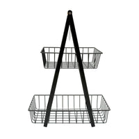 Nabela 2 Level Fruit Basket Galvanized Steel Black 28x17x38.