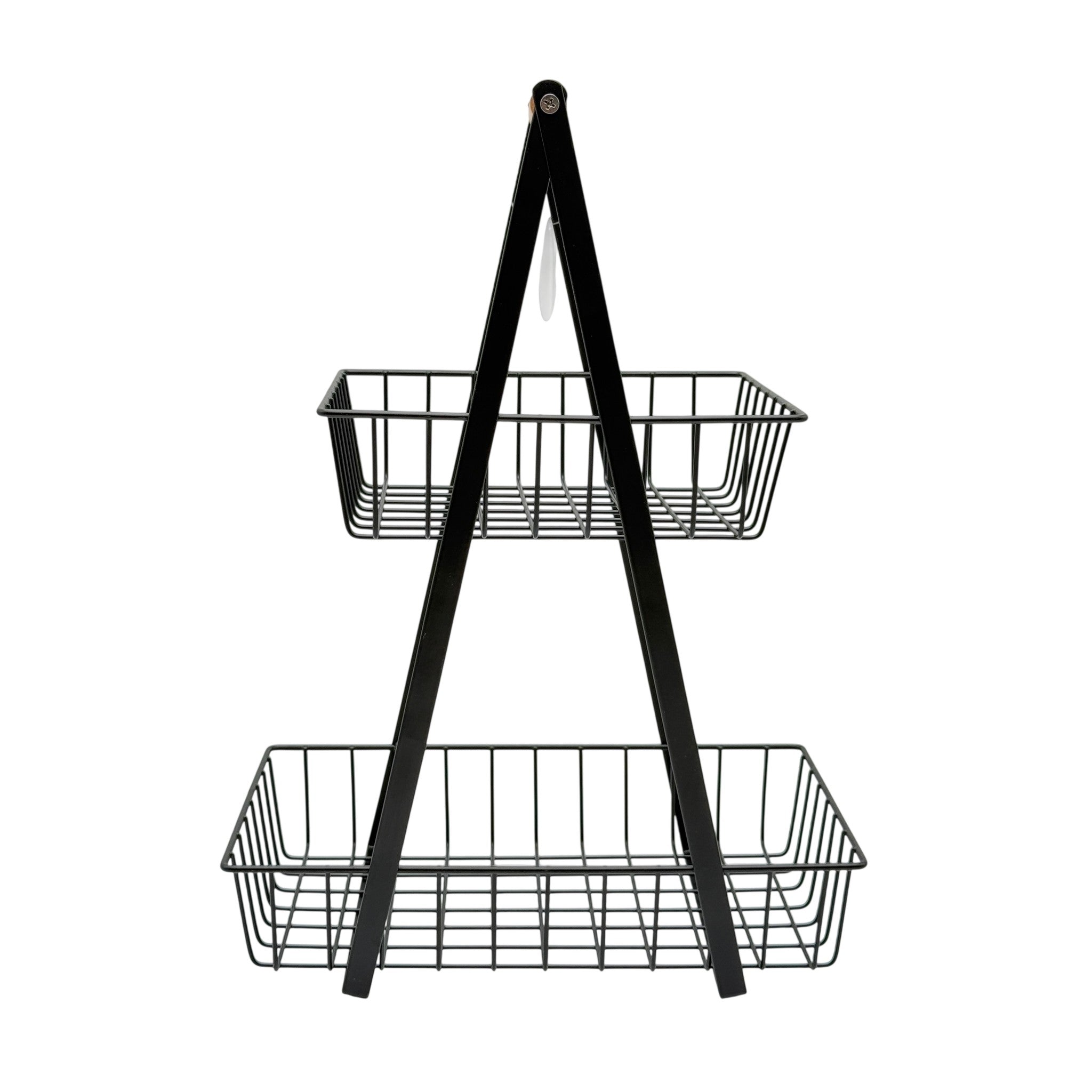 Nabela 2 Level Fruit Basket Galvanized Steel Black 28x17x38.