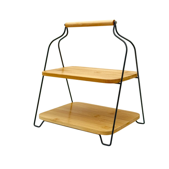 Nabela 2 level Bamboo Fruit Basket cm Black 27 x 20 x 29 cm