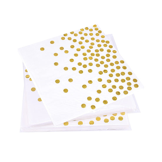 Disposable Tableware Tissue paper White Gold PolkaDots 20 pc