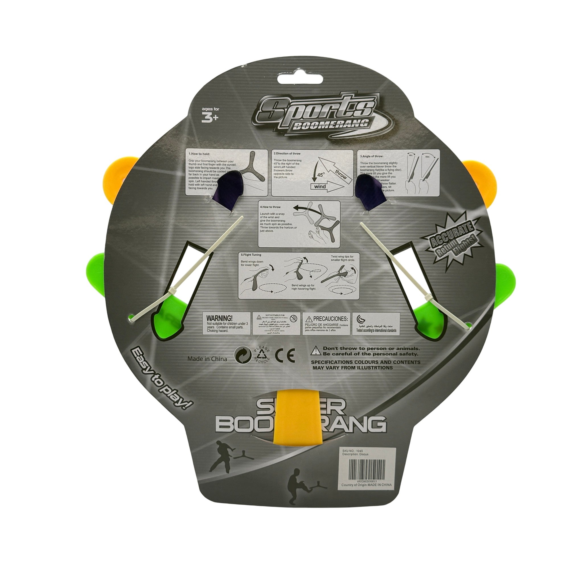 Boomerang Discus Toy Plastic Multicolor 3+