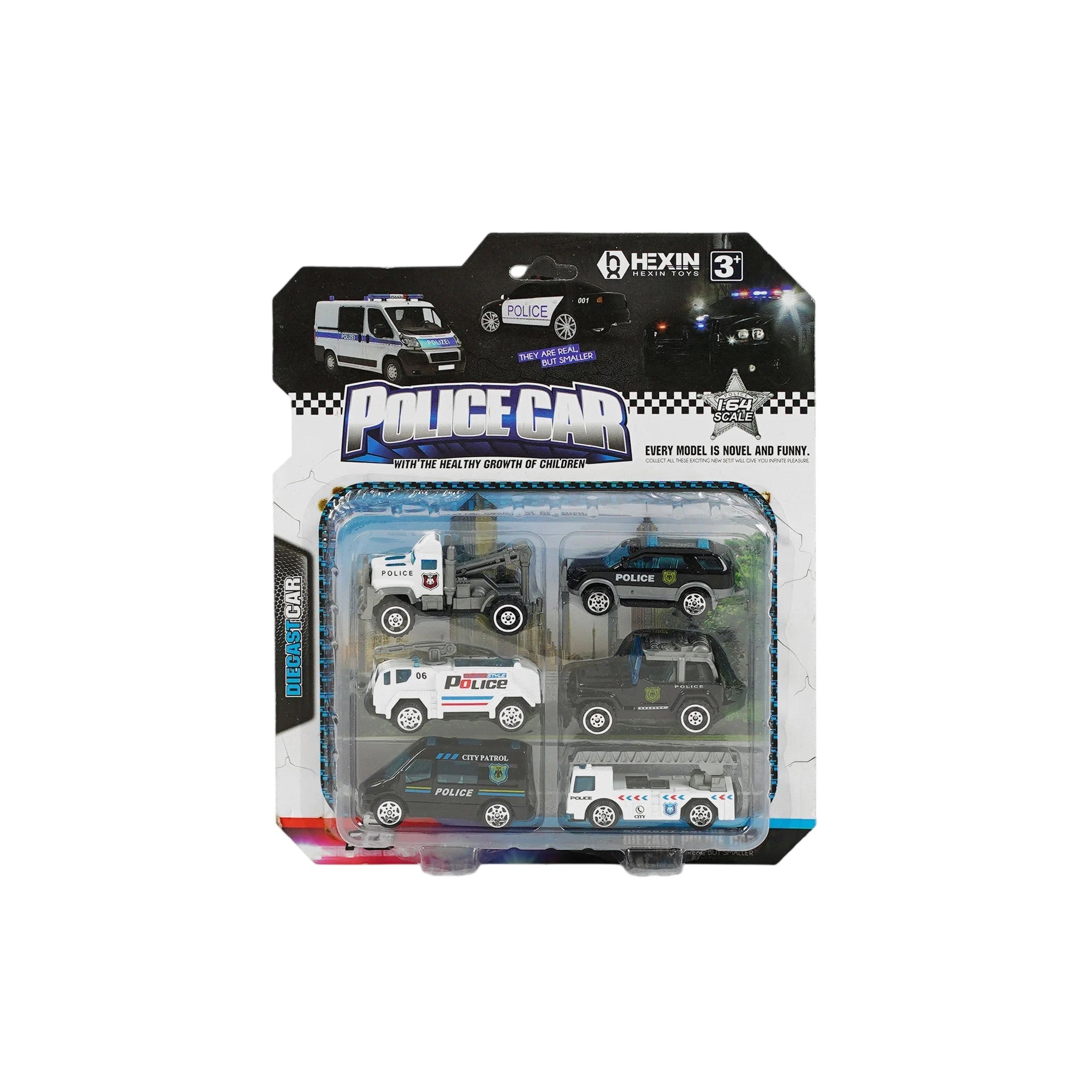 HK Die Cast Serivce Vehicle Plastic Black 7.5 CM 4 CM 6 Pcs