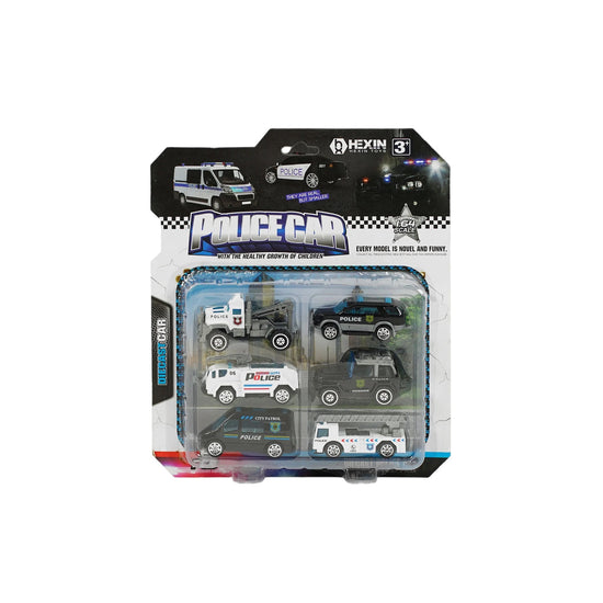 Die Cast Police Car Set 6 pcs, Black