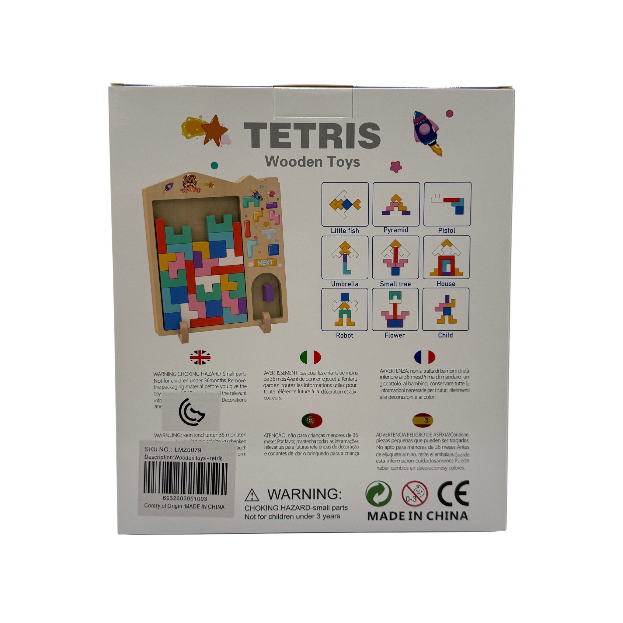 Wooden Toys Tetris Board Game Multicolor 3+