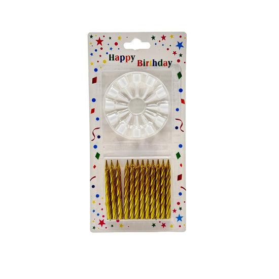 Cake Candles With Stand Gold