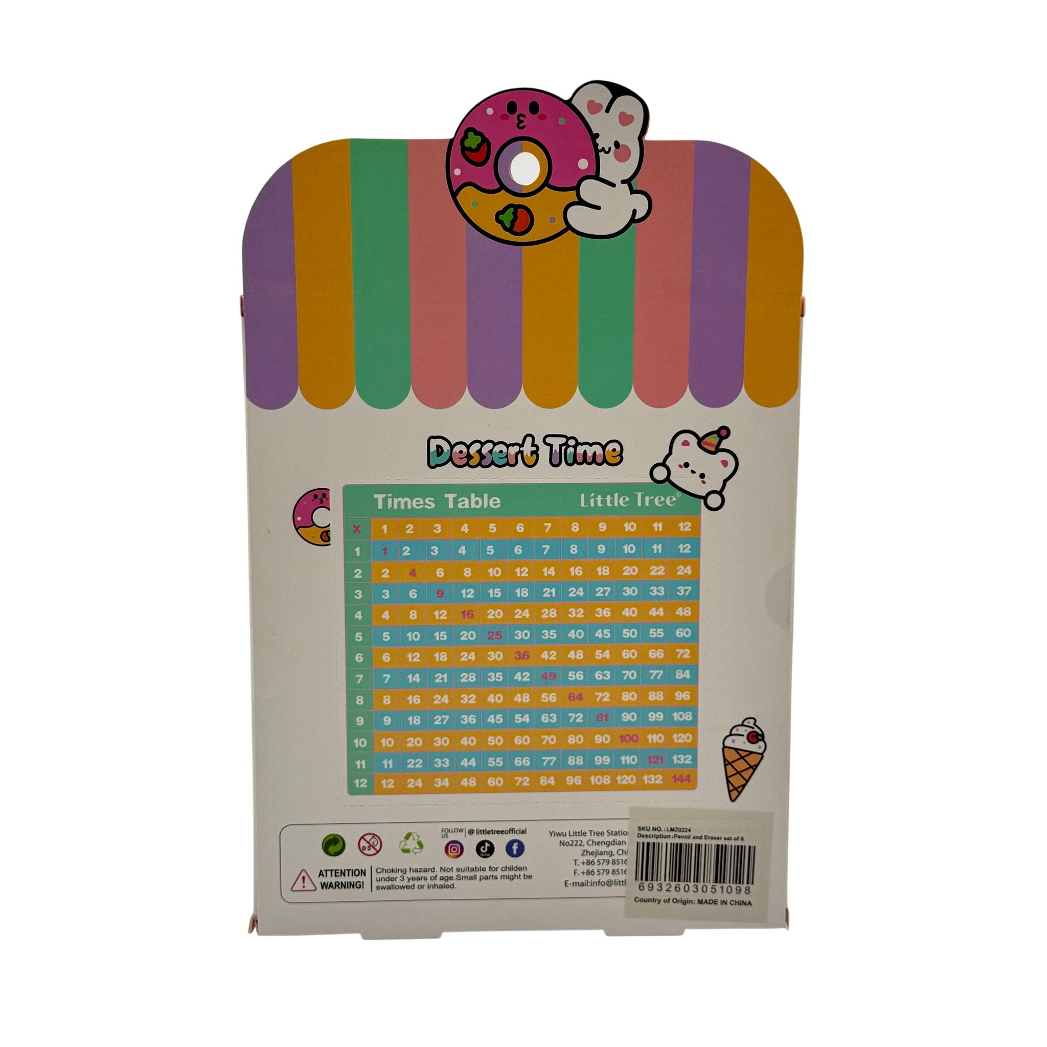 Hk Pencil Plastic Multicolor 5x5x5 CM Pencil and Eraser Set