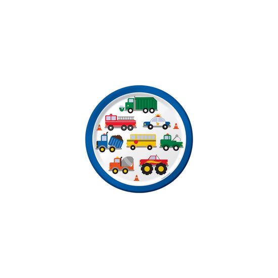 Disposable Tableware Paper 9 inch Plate Toy Car 8 pcs