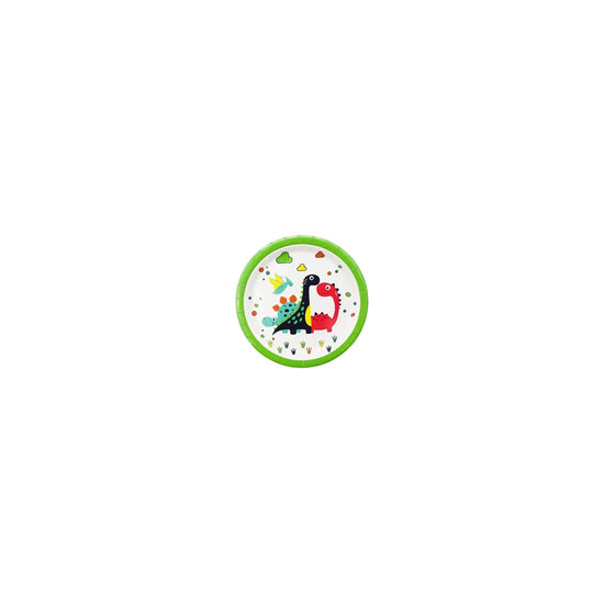 Disposable Tableware Paper 9 inch Plate Green Dinosaur 8 pcs