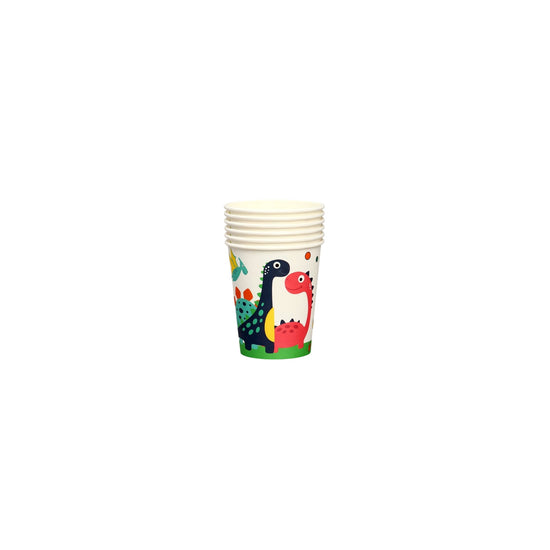 Disposable Tableware Paper Cup Green Dinosaur 10 pcs