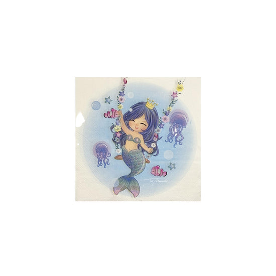 Disposable Paper Seashell Mermaid Napkin Multicolor
