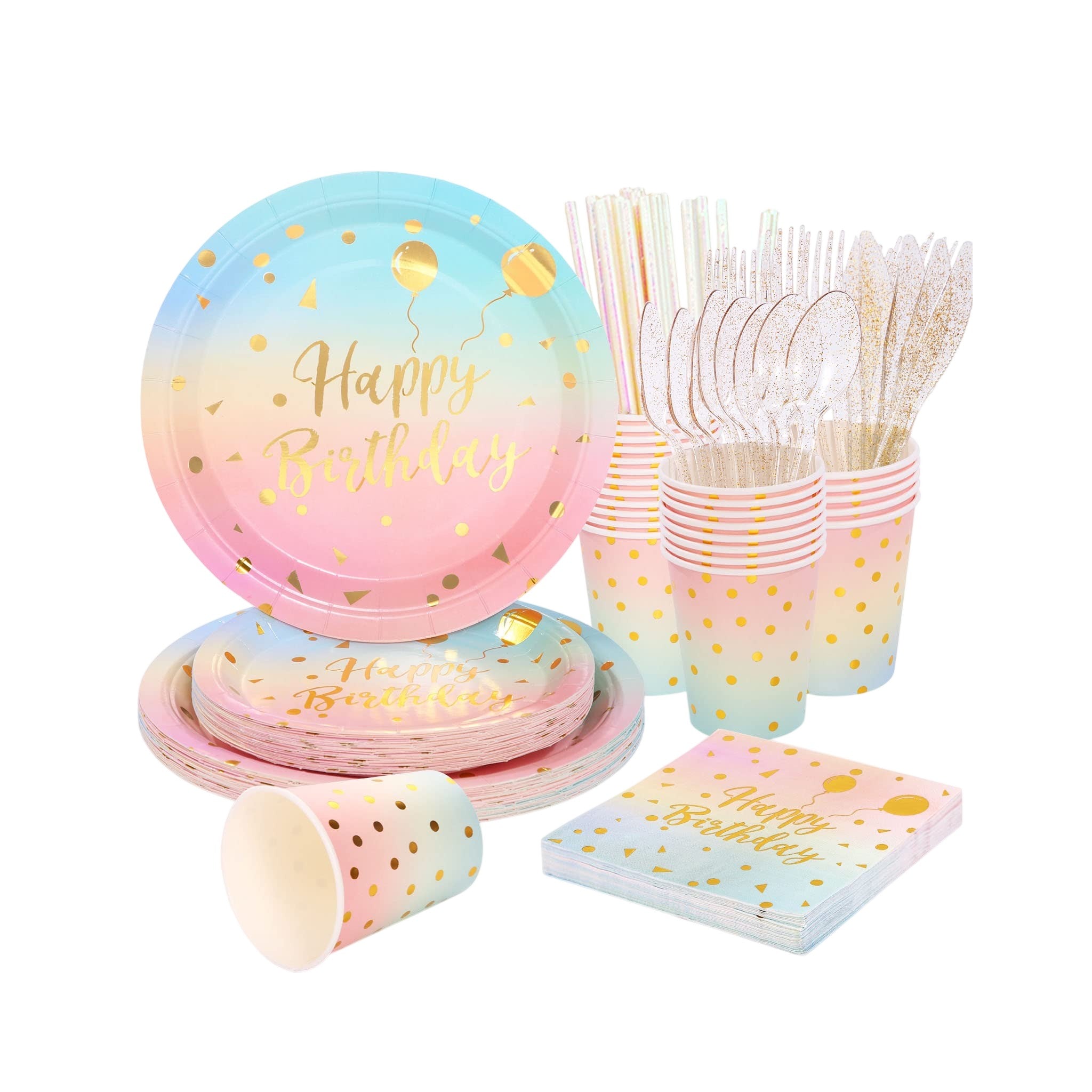 Hk Disposable Tableware Plastic Multicolor Party Set 20x20x8