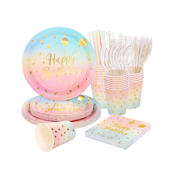 Disposable Tableware Neon Colors Party Set