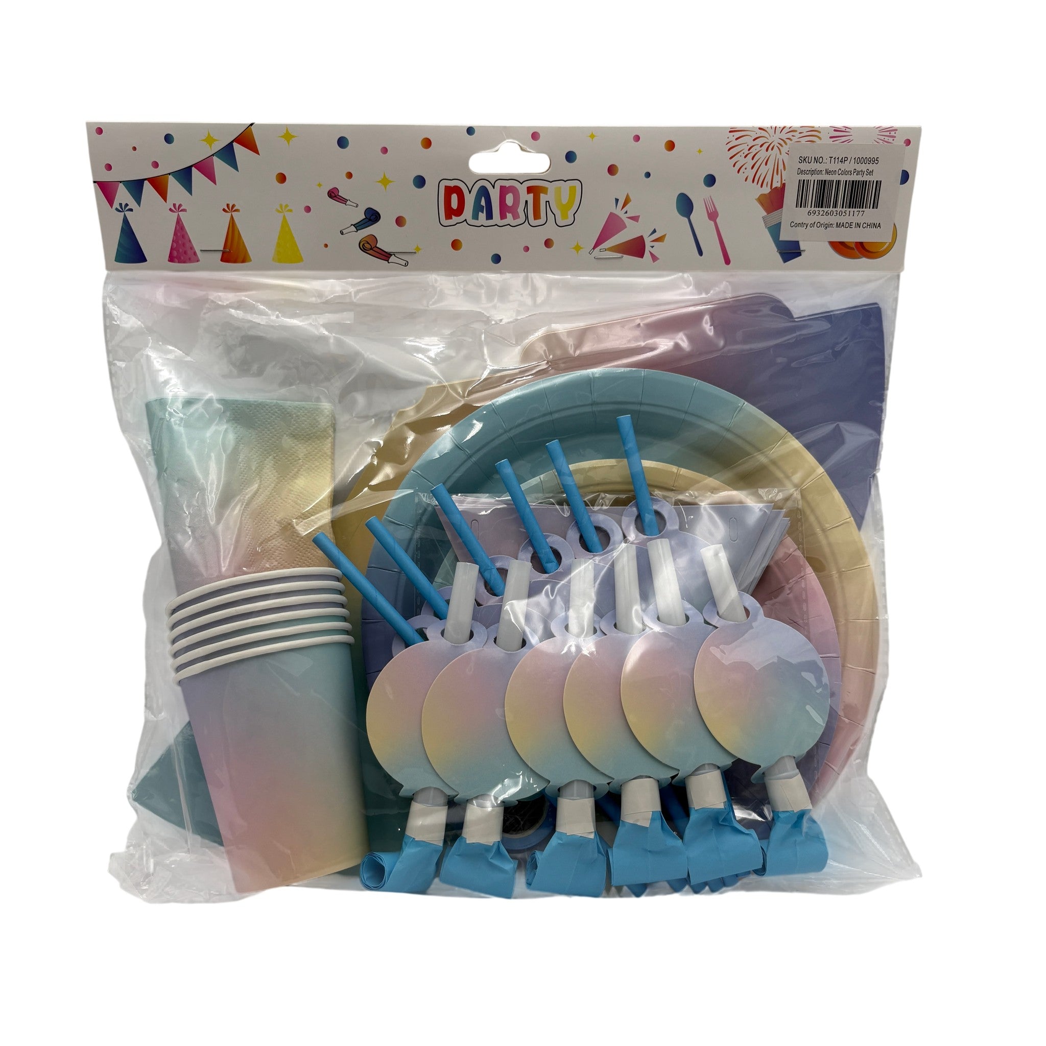 Hk Disposable Tableware Plastic Multicolor Party Set 20x20x8