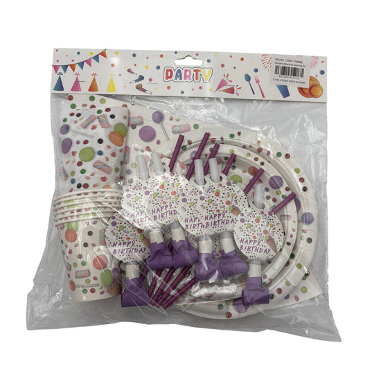 Disposable Tableware Macaron Ice Cream Party Set