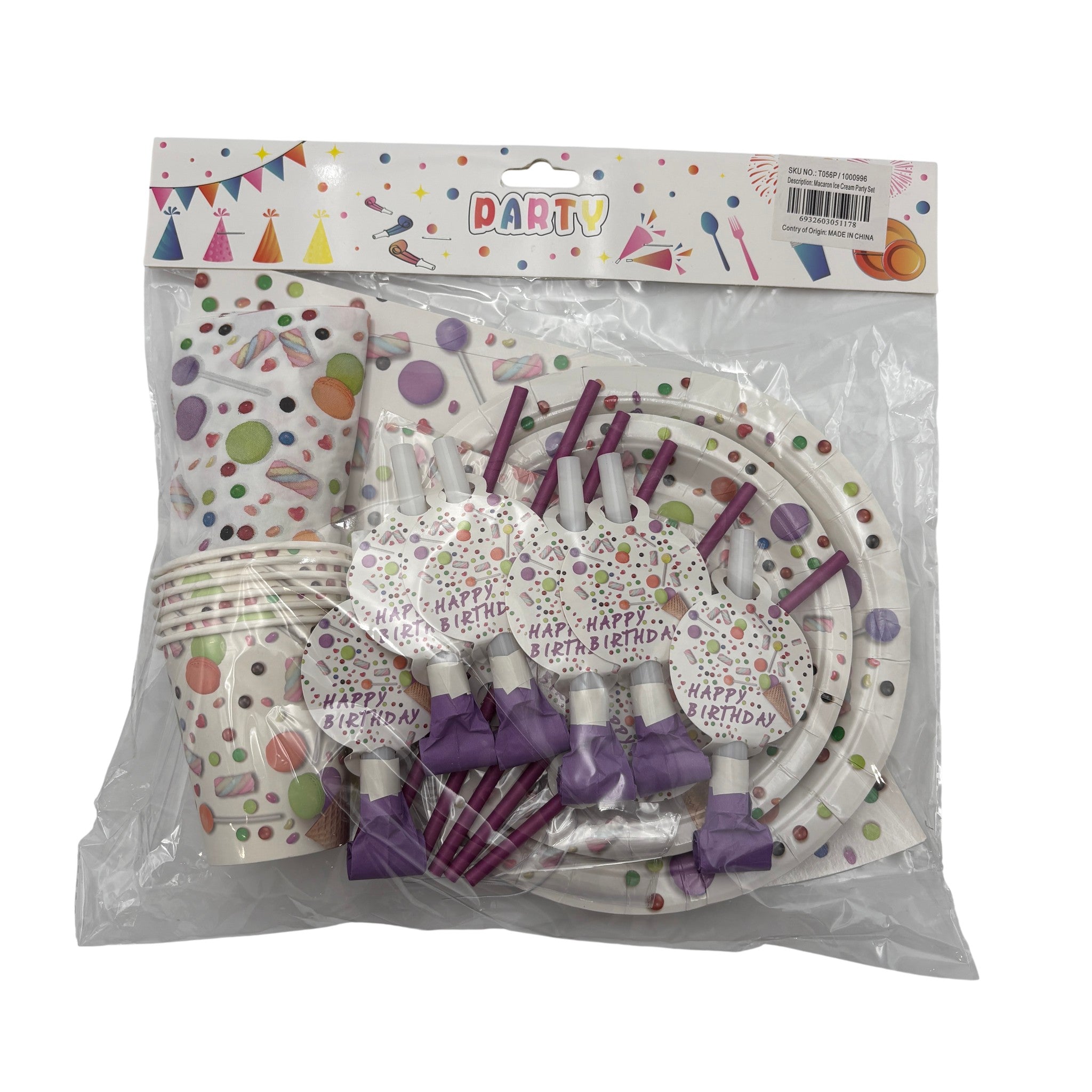 Macaron Ice Cream Party Set Disposable Tableware Plastic Mul