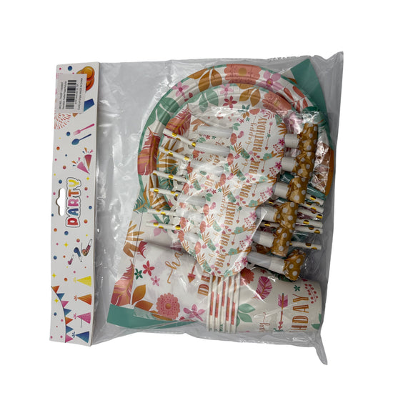 Disposable Tableware Feather Flower Party Set