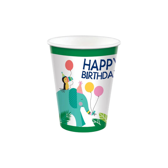 Disposable Paper Cup 9 cm Green Forest Animals 10 pcs