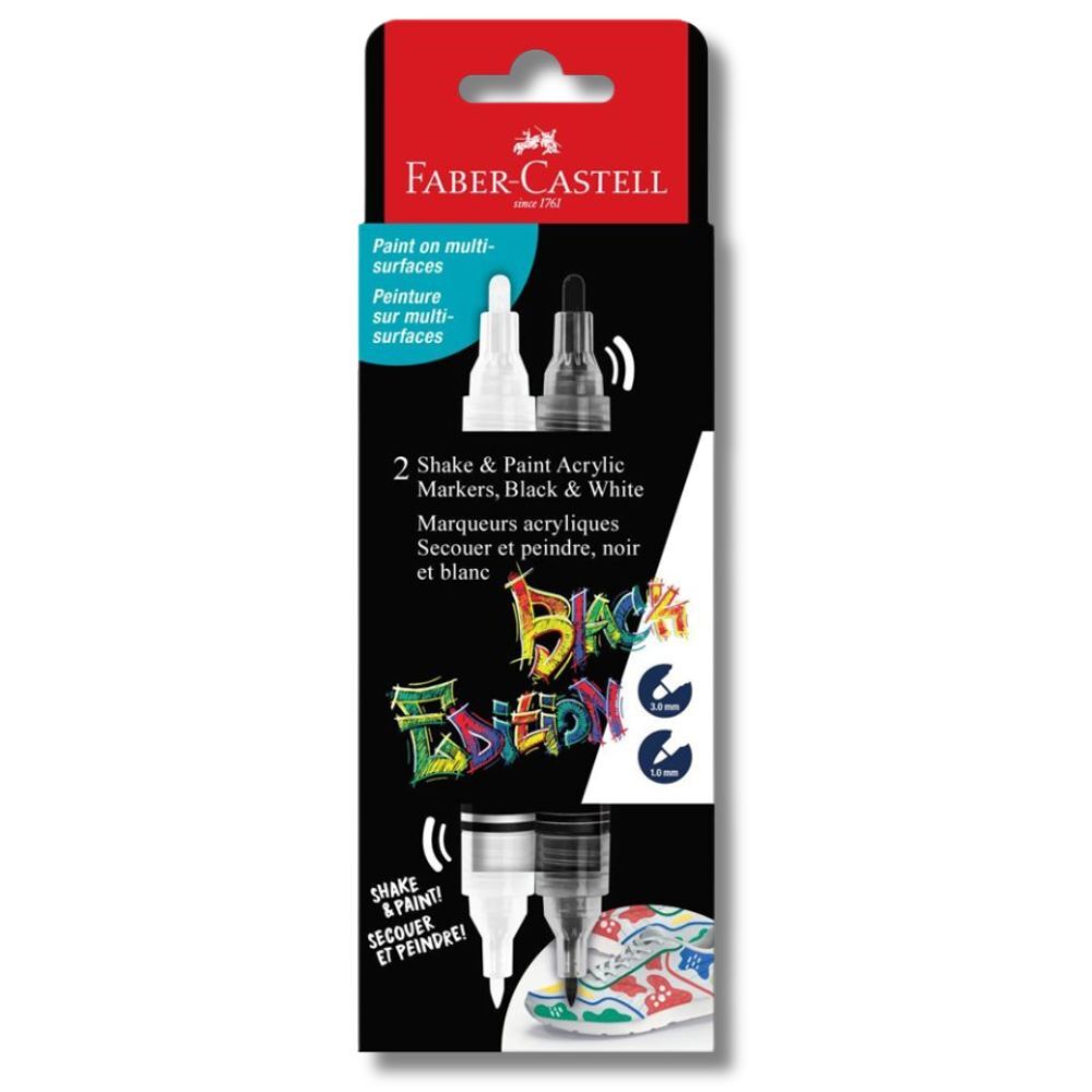 FC BLACK EDITION SHAKE & PAINT ACRYLIC MARKERS, SET OF 2, BLACK AND WHITE