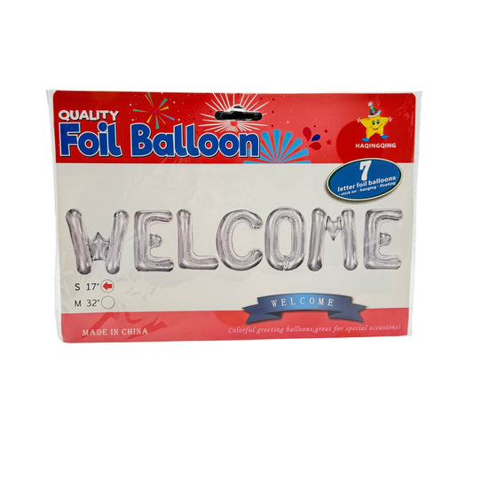 Hk Balloons Plastic Silver Welcome 16 inch