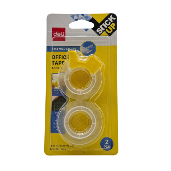 Deli Adhesive Tape Plastic White 8x11x4.5 CM 2 Pcs 3+