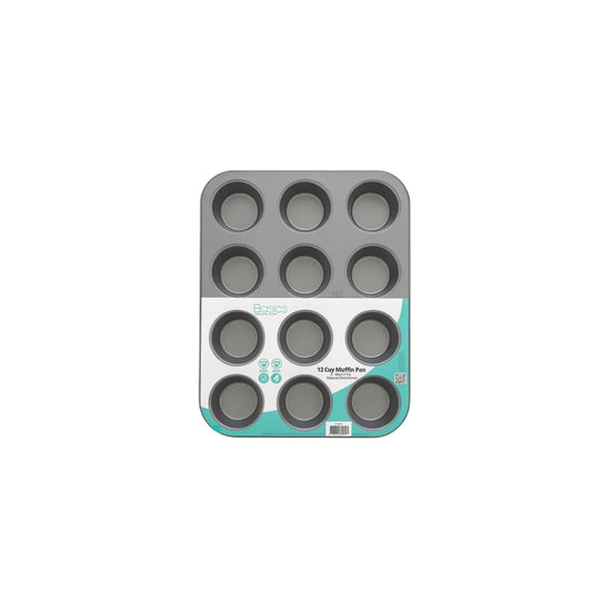 Bakers Secret Carbon Steel Dark Grey 12 Cup Muffin Pan