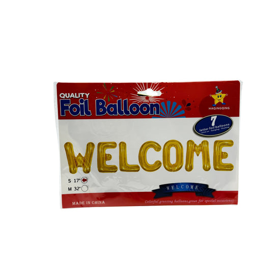 Hk Balloons Plastic Gold Welcome 16 inch