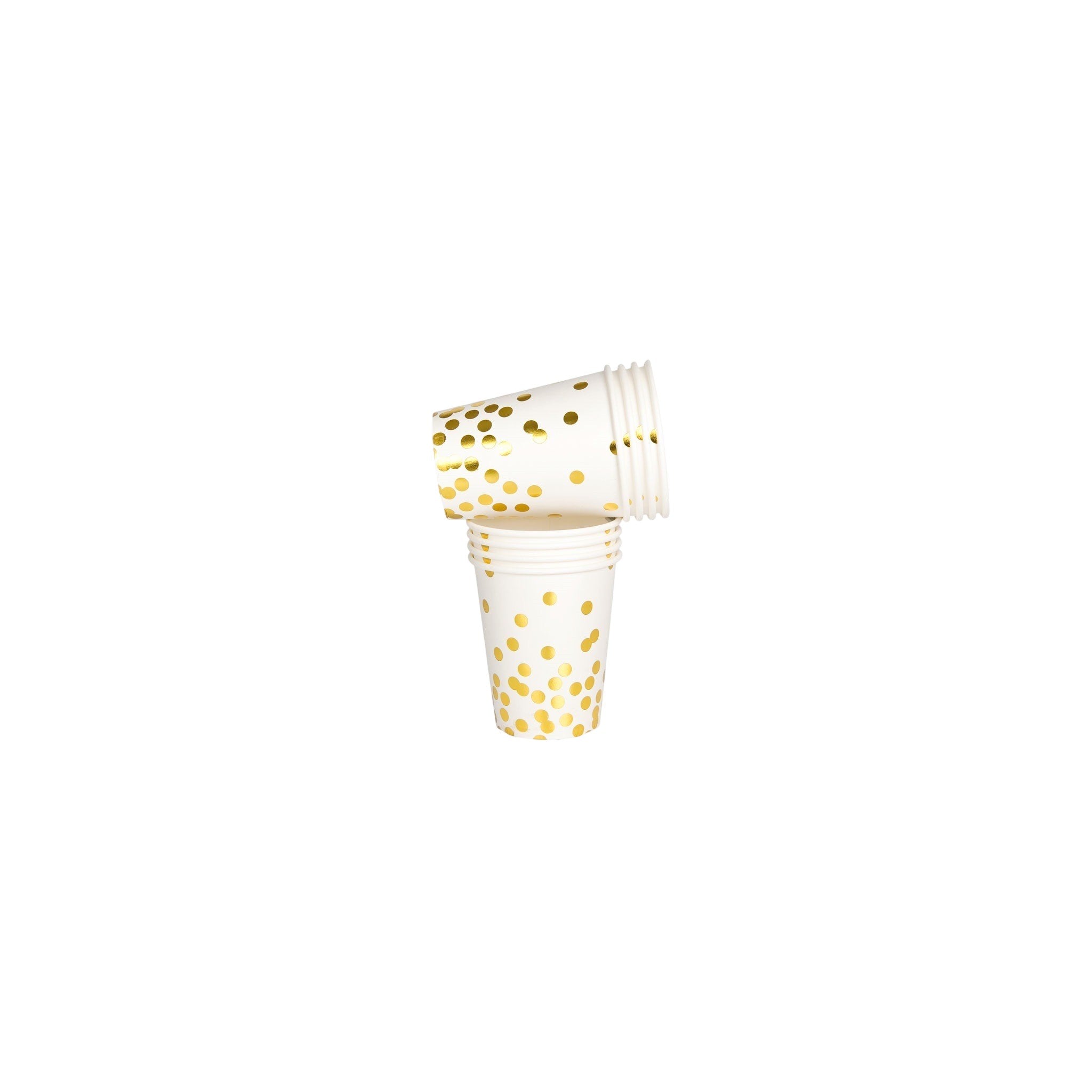 HK Disposable Tableware Paper Cup White Rose Gold Polka Dots