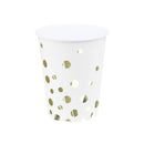 HK Disposable Tableware Paper Cup White Rose Gold Polka Dots