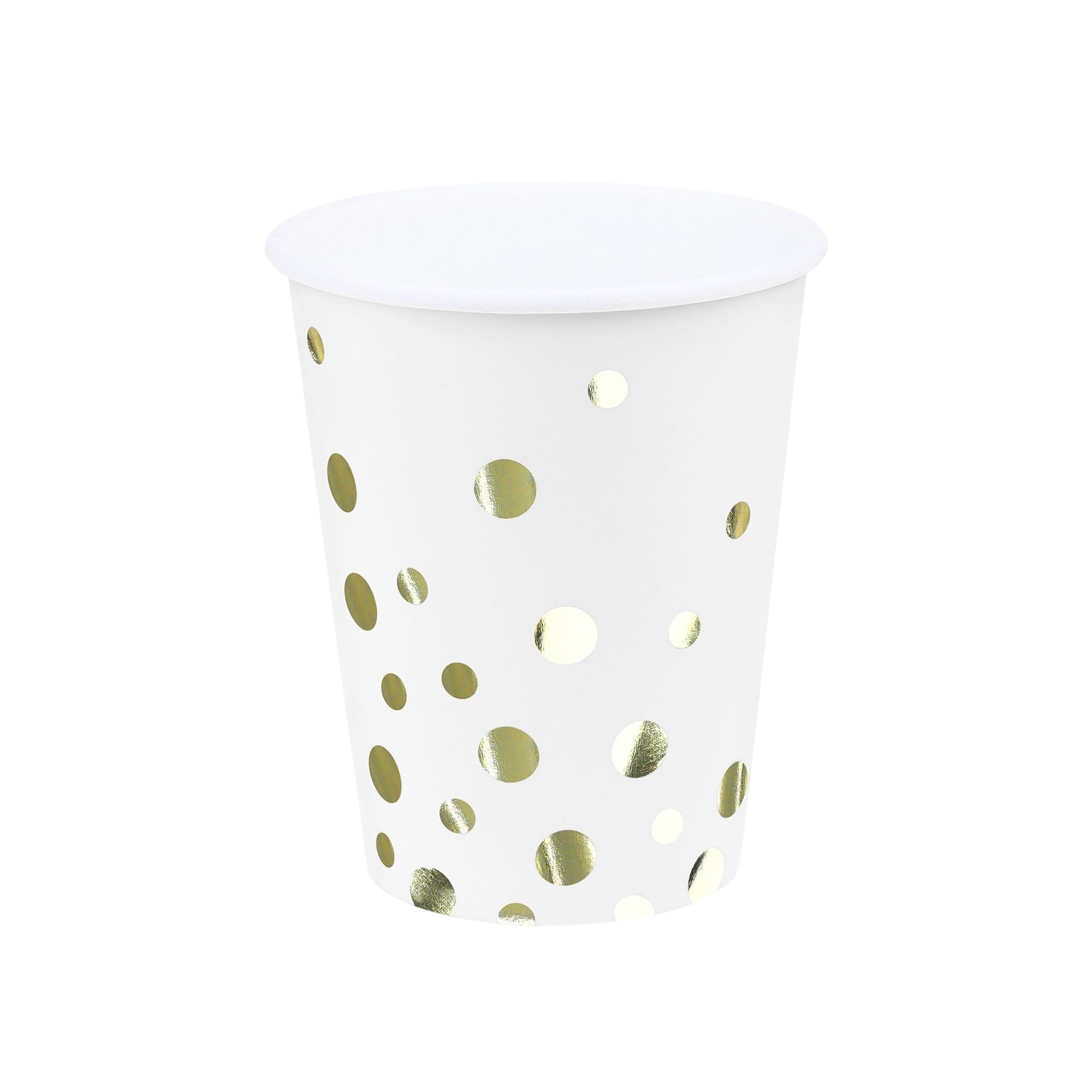 HK Disposable Tableware Paper Cup White Rose Gold Polka Dots