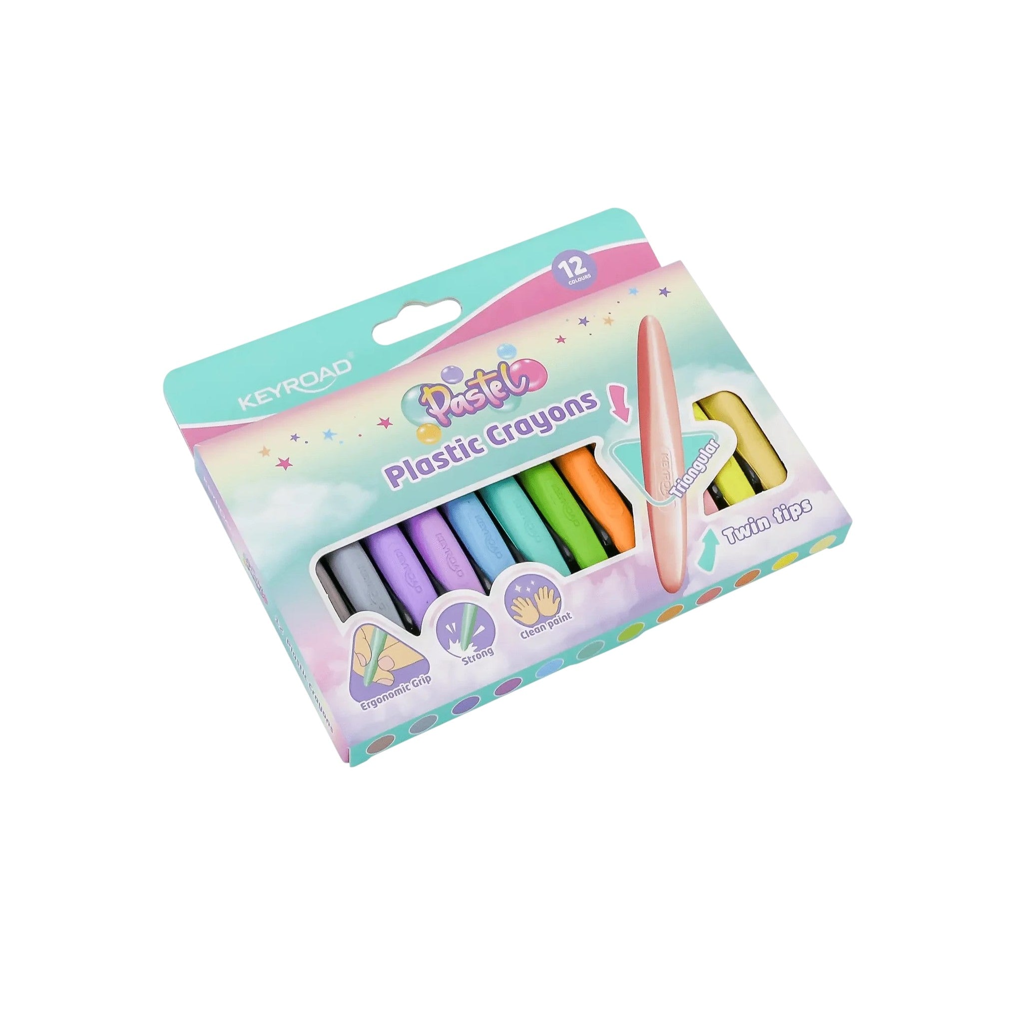 Keyroad Wax Crayons Plastic Multicolor 1.1x1.1x8.9 CM 12 Pcs