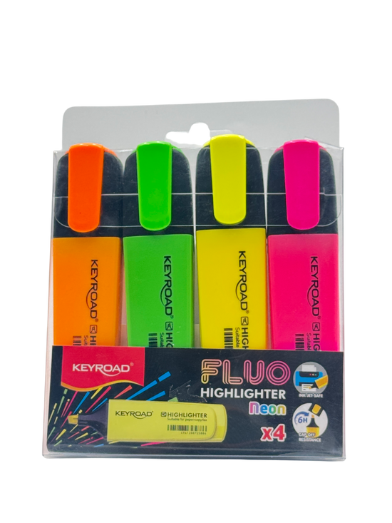 Keyroad Highlighter Set Plastic Multicolor 4 Pcs