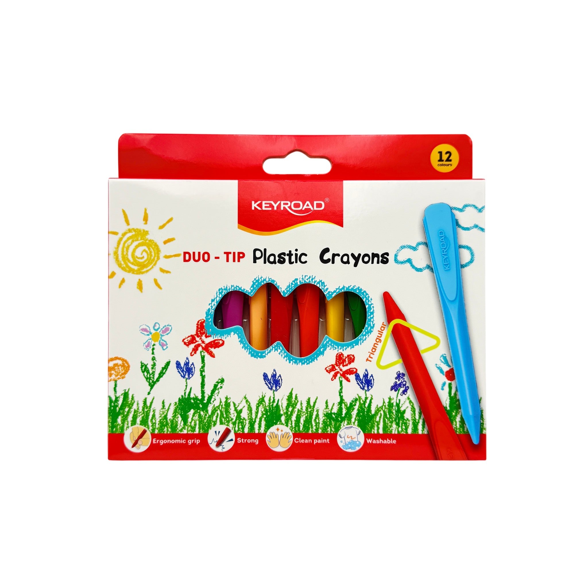 Keyroad Wax Crayons Plastic Multicolor Duo Tip Design 12 Pcs