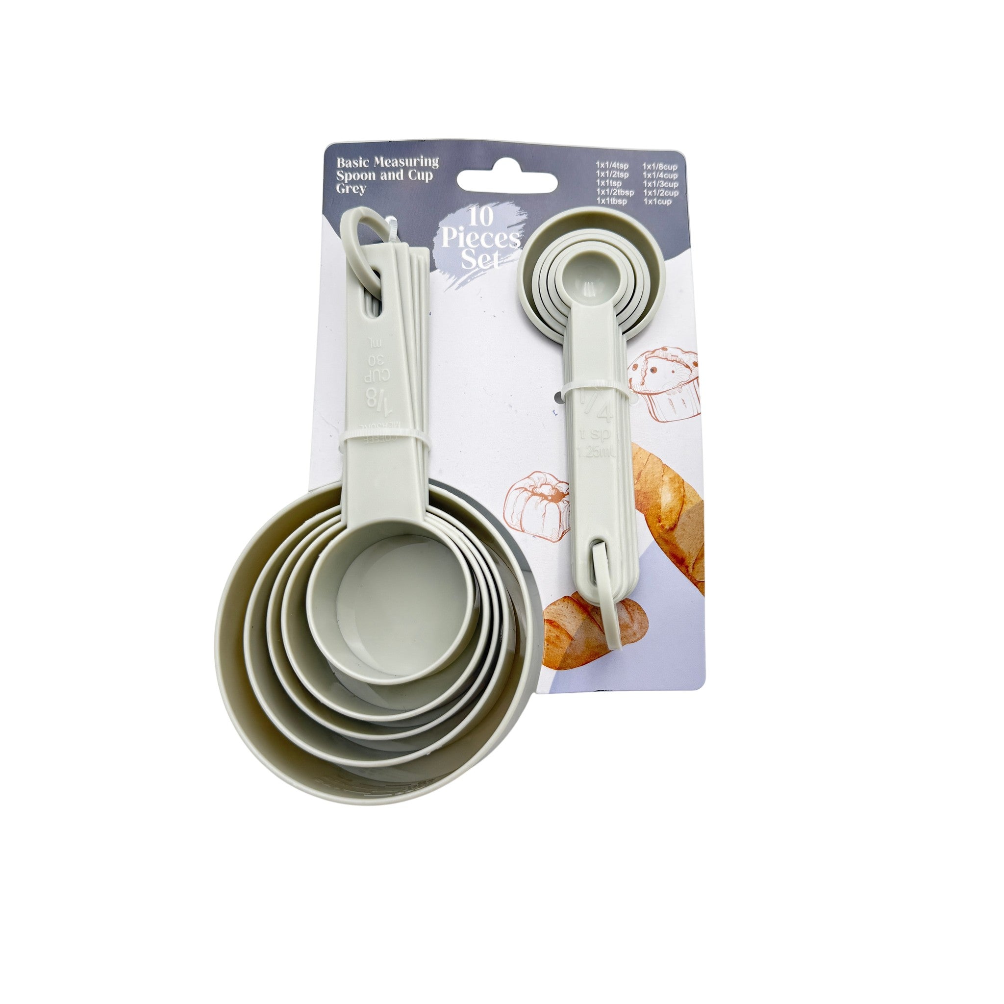 Measuring Spoon and Cup Set 100% PP Grey 10 Pcs