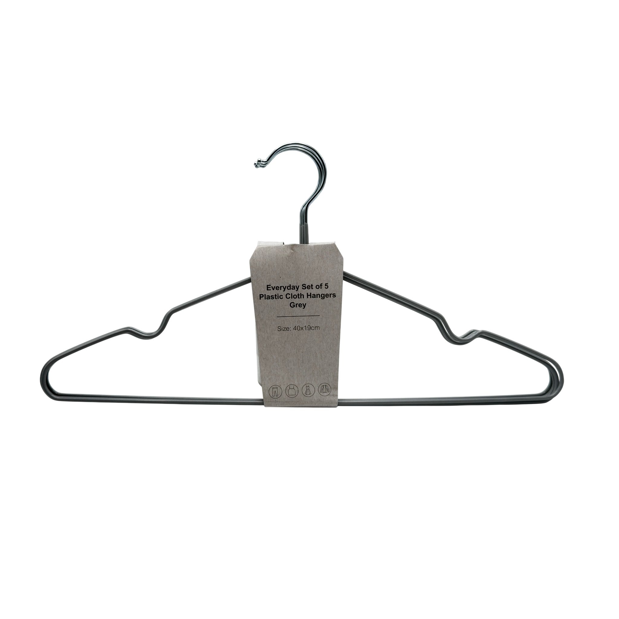 Plastic Clothes Hanger 95% PVC Grey 5 Pcs