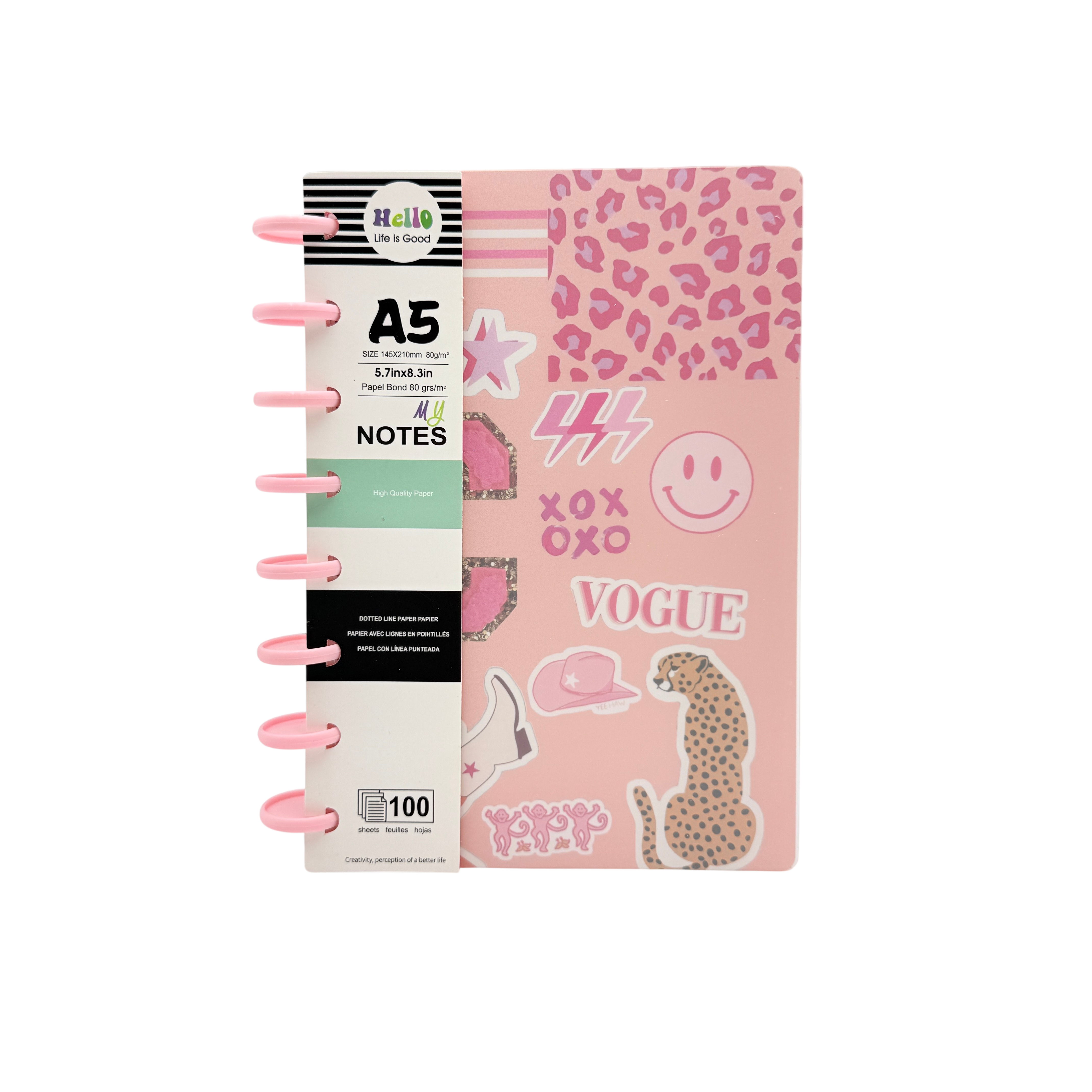 A5 Discbound Notebook Paper Multicolor 14.5 X 21 CM 3+