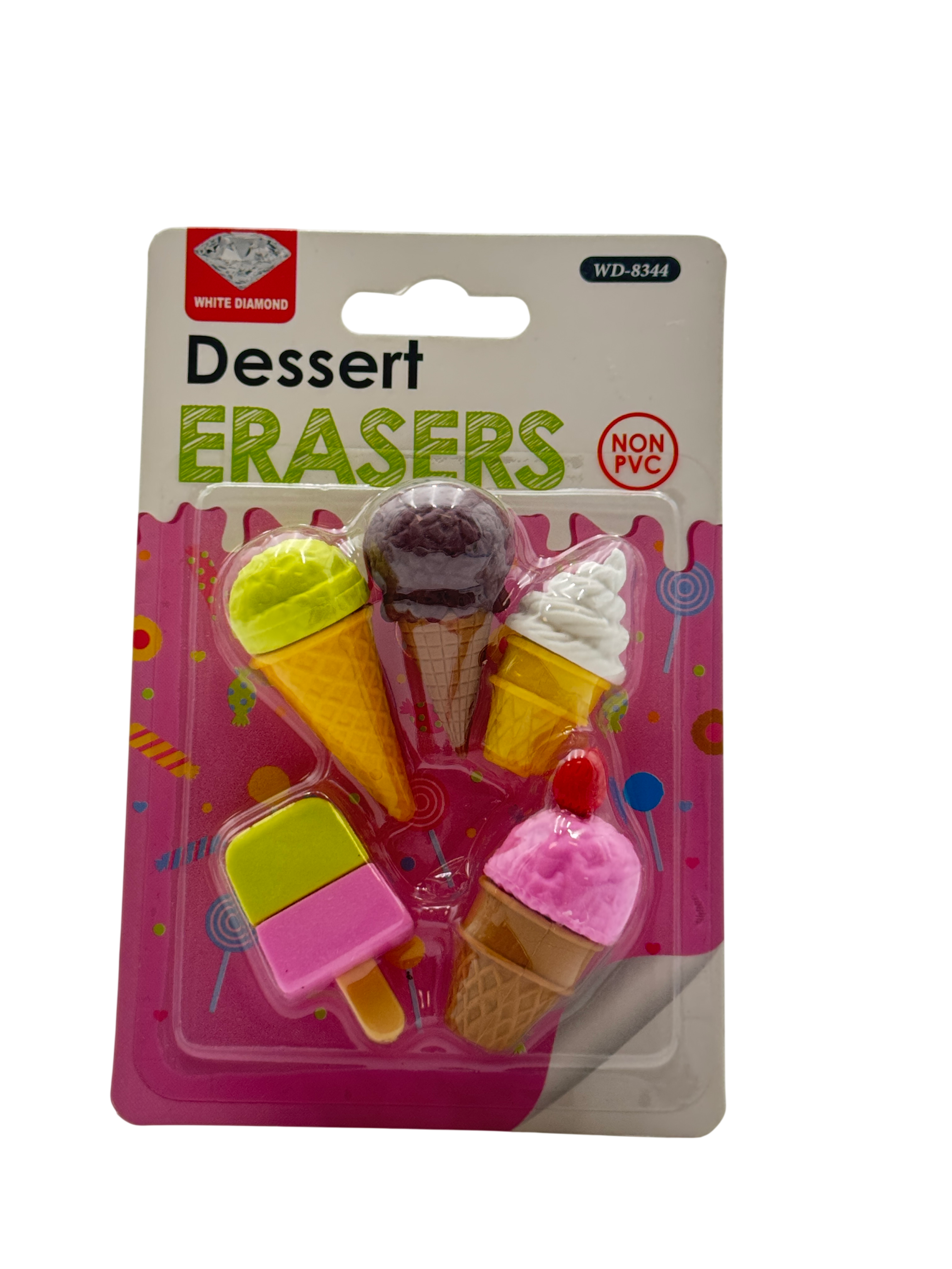 HK Eraser Plastic Multicolor 8.5x11x2.5 CM 5 Pcs 3+