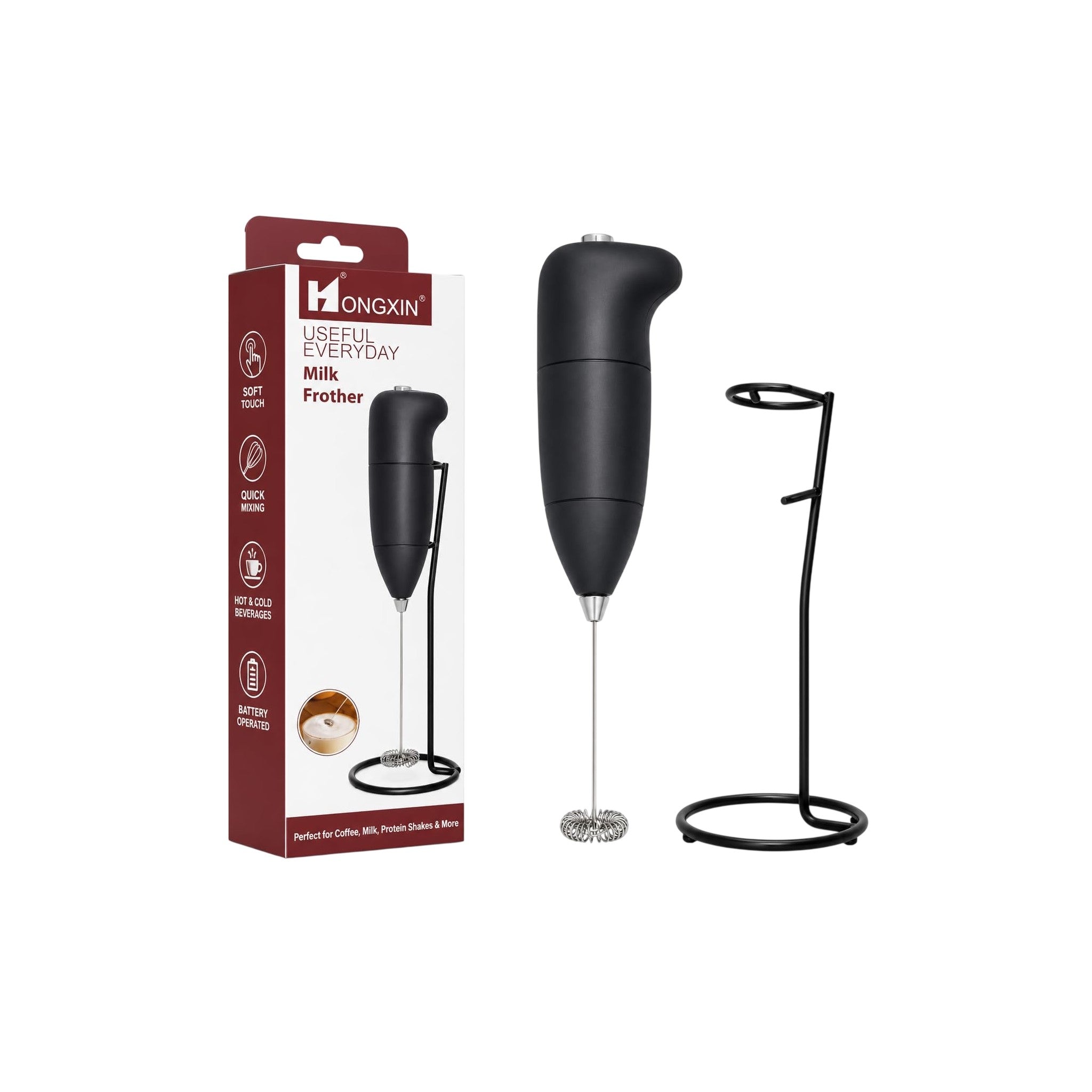 Hongxin Useful Everyday Milk Frother With Stand Set Of 1