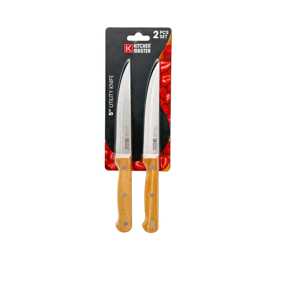Kicthen Master 5 inch Wooden Handle Knives Set of 2