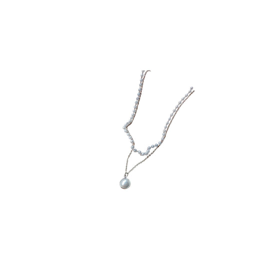 Women Jewellery Stainless Steel Pearl Necklace Silver Female